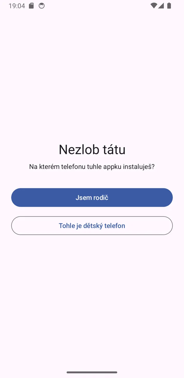 Volba role při prvním spuštění