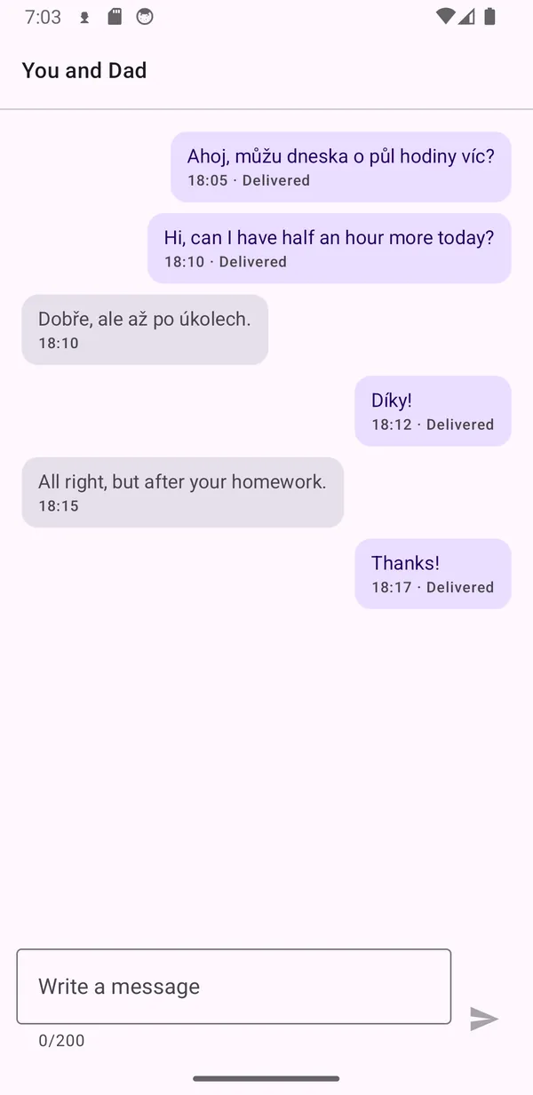 Chat between the child and the parent