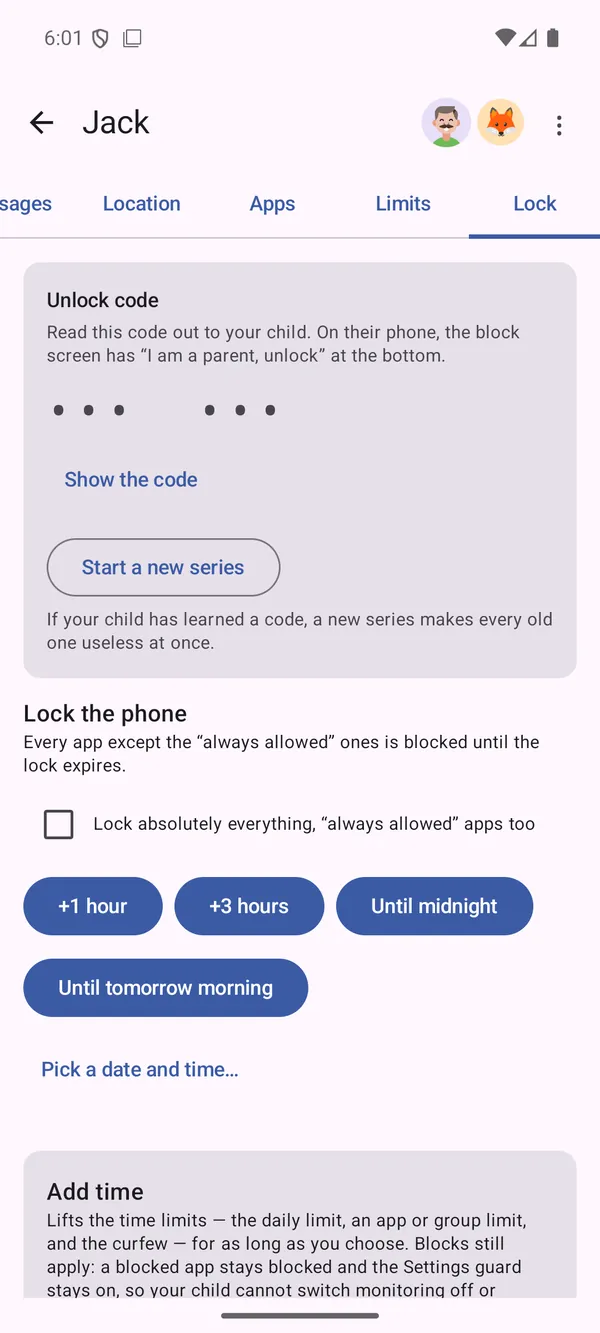 Instant lock, adding time and the unlock code